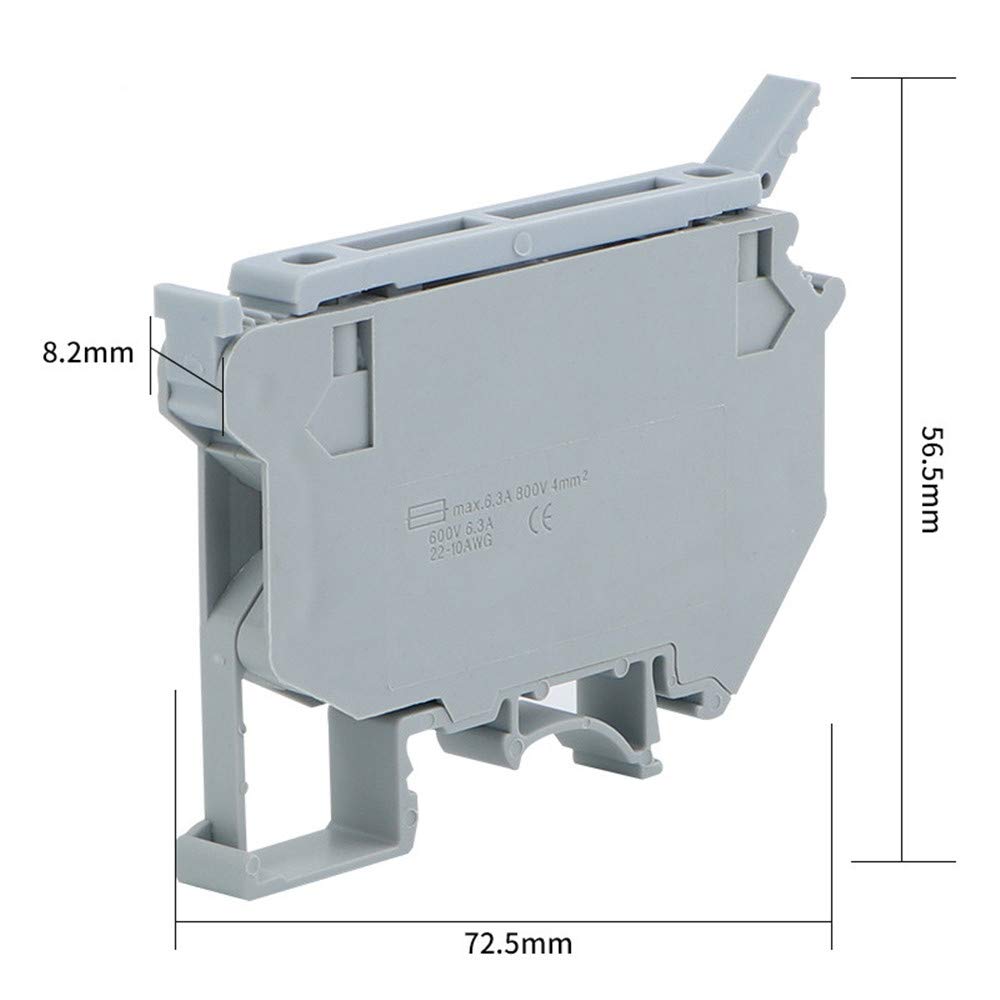 5pcs UK5-HESI (UK5RD) LED indicated DIN Rail Fuse Holders Disconnect Terminal Blocks Screw Clamp DC 24V - Gray