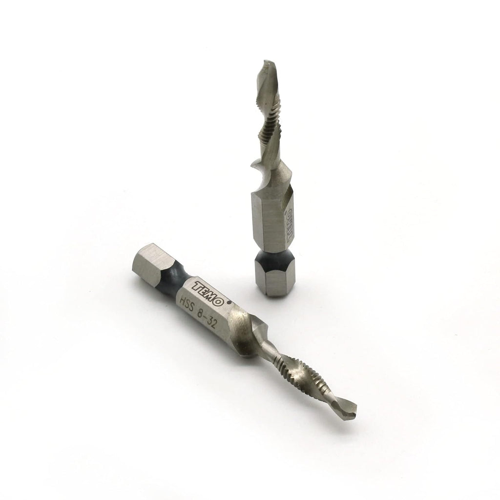 TEMO 2p M2 HSS 8-32 Combination Drill and Tap Deburr Countersink Hex Bit