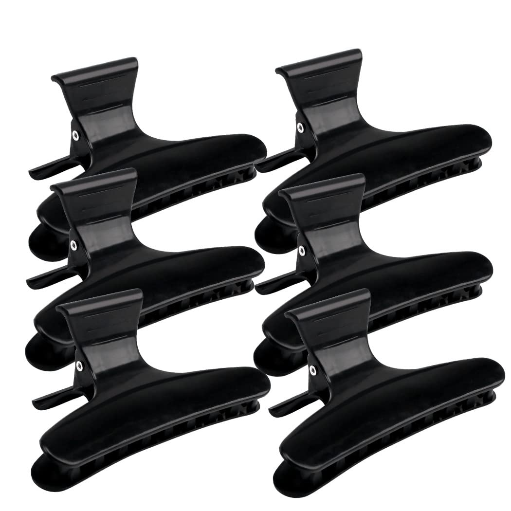 Hair Clips for Women - Large Butterfly Clamps for Styling, Sectioning, Hair Coloring, Cutting, and Hairdressing (Black)