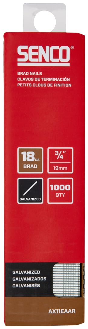 AX11EAAR 3/4" 18 Gauge Brad Nails, Galvanized Finish, Collated 1,000 Count Pack