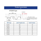 5PCS HTD 3M Rubber Drive Belt Pitch 3mm,Width 20mm,270mm