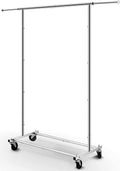 Clothing Garment Rack, Extendable Clothes Organizer, Chrome | Clothes Rack with Bottom Storage Shelf, 360° Wheels