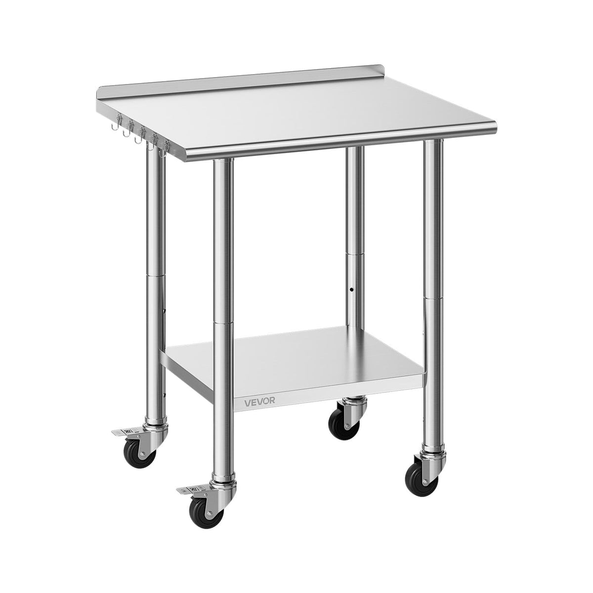 Stainless Steel Work Table, 24x30 inch Food Prep Table with Wheels and Backsplash, Commercial Kitchen Workstation