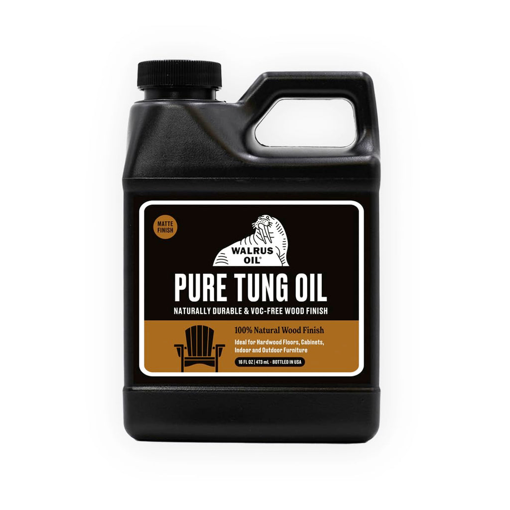 100% Pure Tung Oil, Wood Finish for Any Woodworking Project, Natural, Vegan, Food-Safe. 16oz Jug