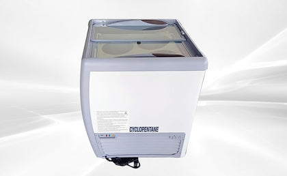RI-160DC Ice Cream Dipping Cabinet Display Freezer, 4-Tub, Sliding Glass Door, White, 26x28x52 Inch, ETL Listed