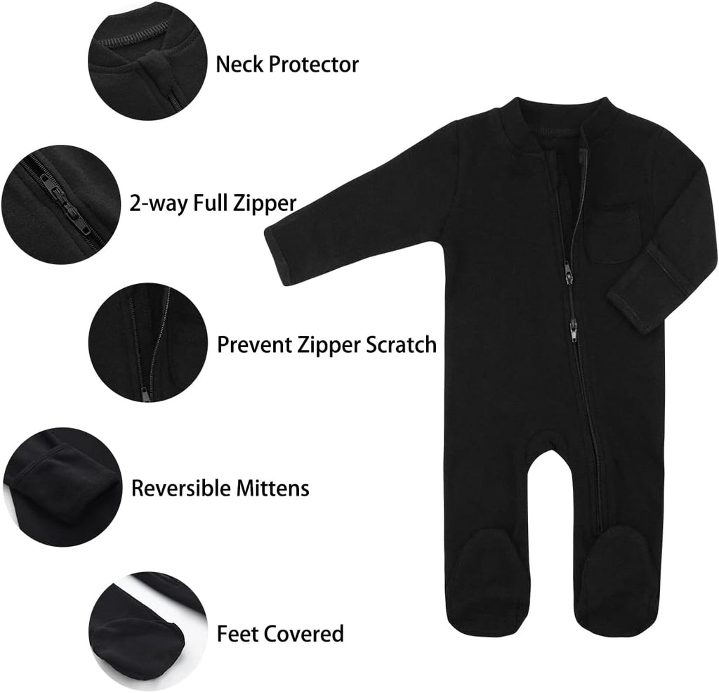 Baby Kids Sleep and Play Baby Cotton Sleeper Zip Front Footed Pajamas 0-12 Month