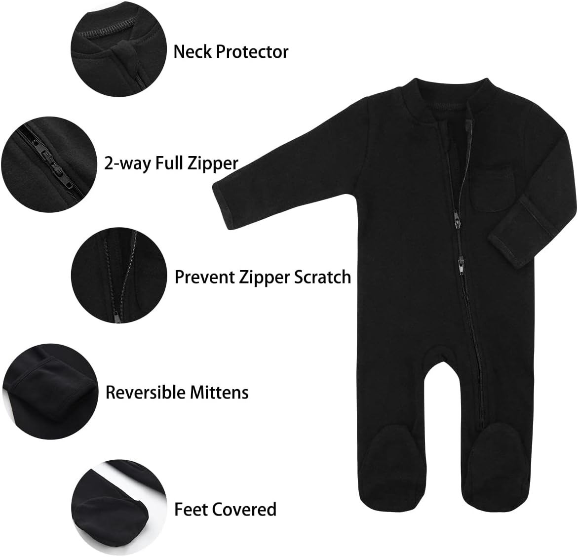 Baby Kids Sleep and Play Baby Cotton Sleeper Zip Front Footed Pajamas 0-12 Month