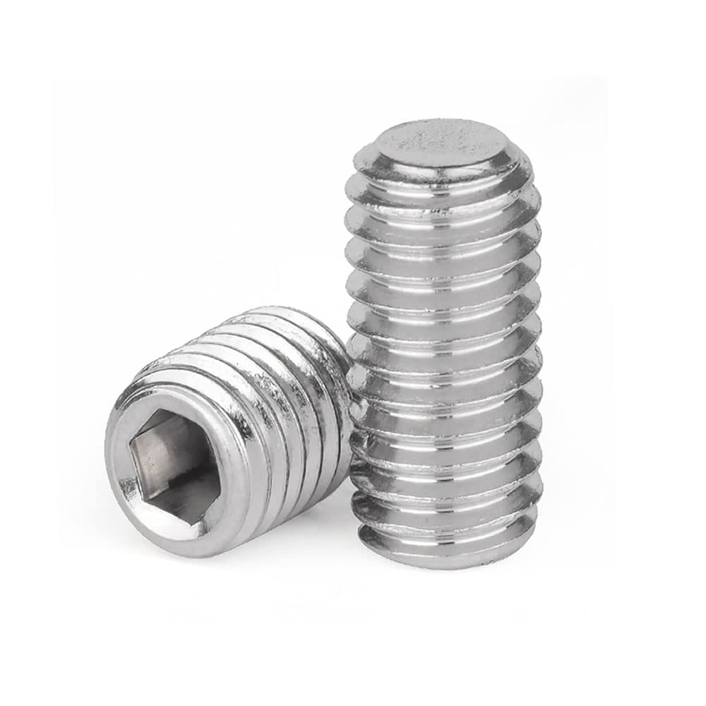 Junter 30pcs M10-1.0 x 10mm Fine Thread Flat Point Grub Socket Set Screws