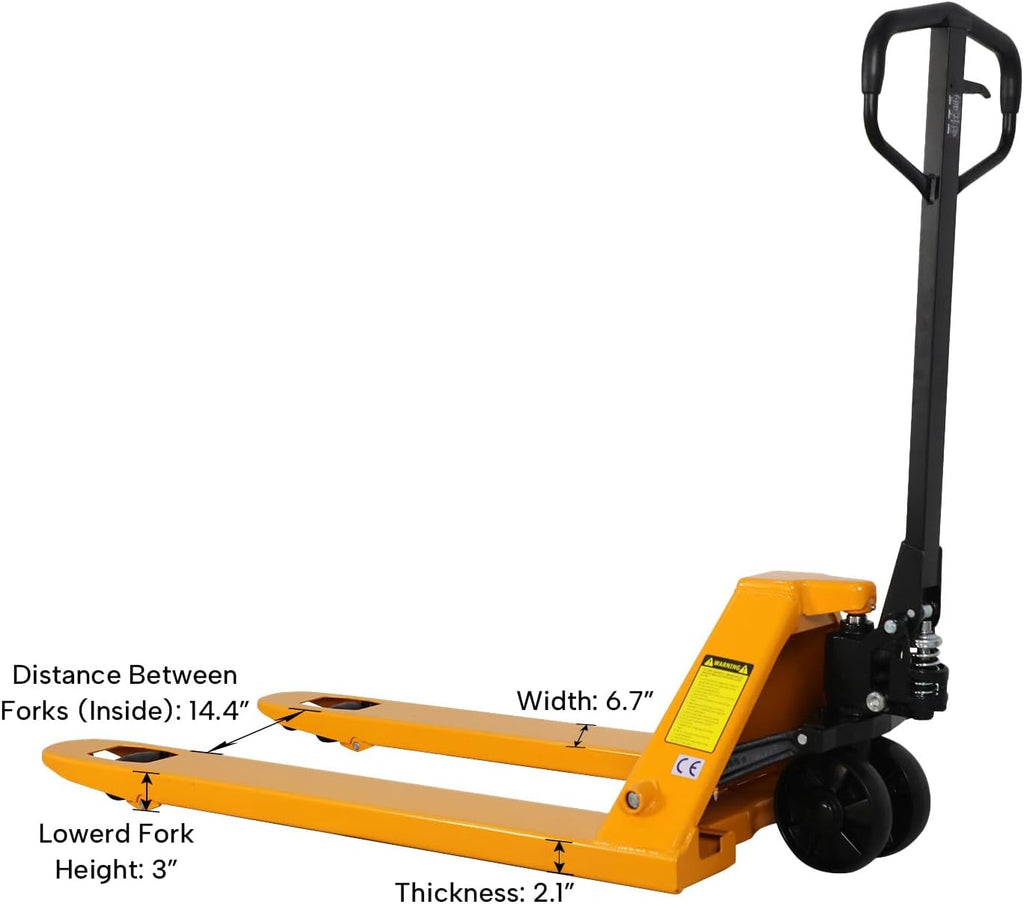 Pallet Jack 27" W x 48" L Fork, 5500-Lbs Capacity | Industrial Standard Manual Pallet Trucks for Warehouse, Factory