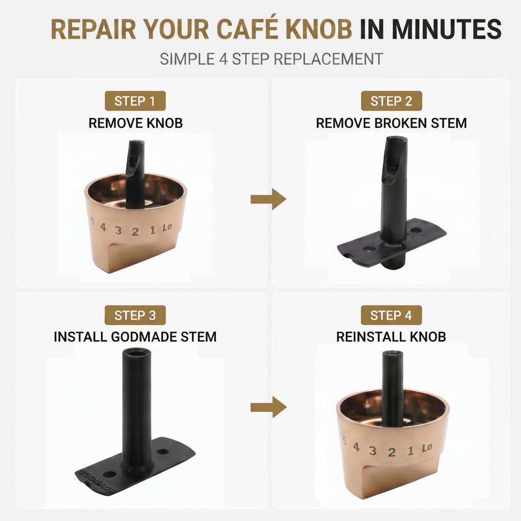 GODMADE Replacement Knob Stem for GE Café Gas Range and Rangetop Knobs, Fits Stem Part #307D1043P001, Repair Broken Knobs Without Replacing Entire Assembly