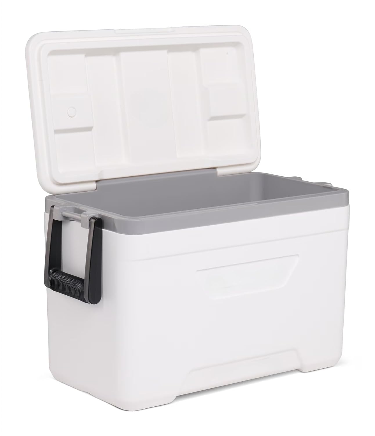 25 QT Hard Sided Cooler White, UV Resistant Ice Chest with Fish Ruler, Swing Handles for Fishing Boat Trip