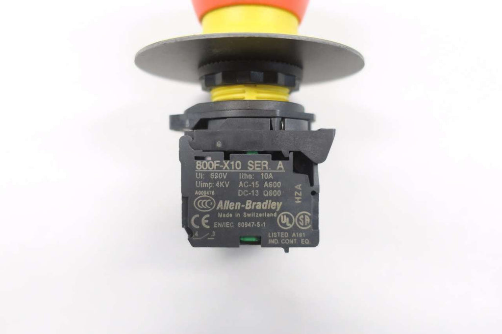 ALLEN BRADLEY 800F-X10 800F-X01 EMERGENCY STOP TWIST PUSHBUTTON SER A D564521