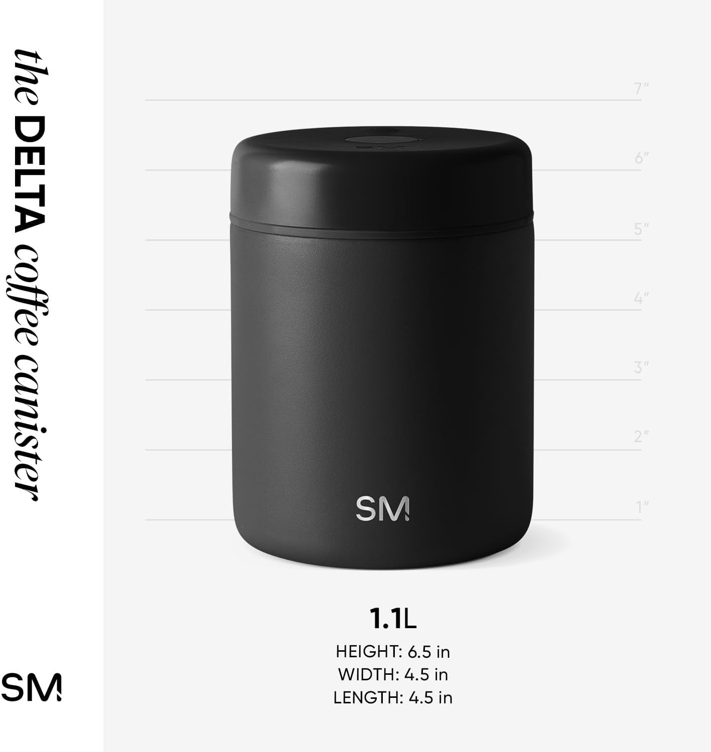 Delta Coffee Canister | Airtight Vacuum Seal with Auto-Reseal Technology | Ceramic Lined Stainless Steel Container