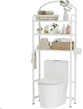 3 Tier Over The Toilet Storage Rack, Bathroom Organizer | Toilet Storage with 4 Hooks & Paper Holder, Space-Saving