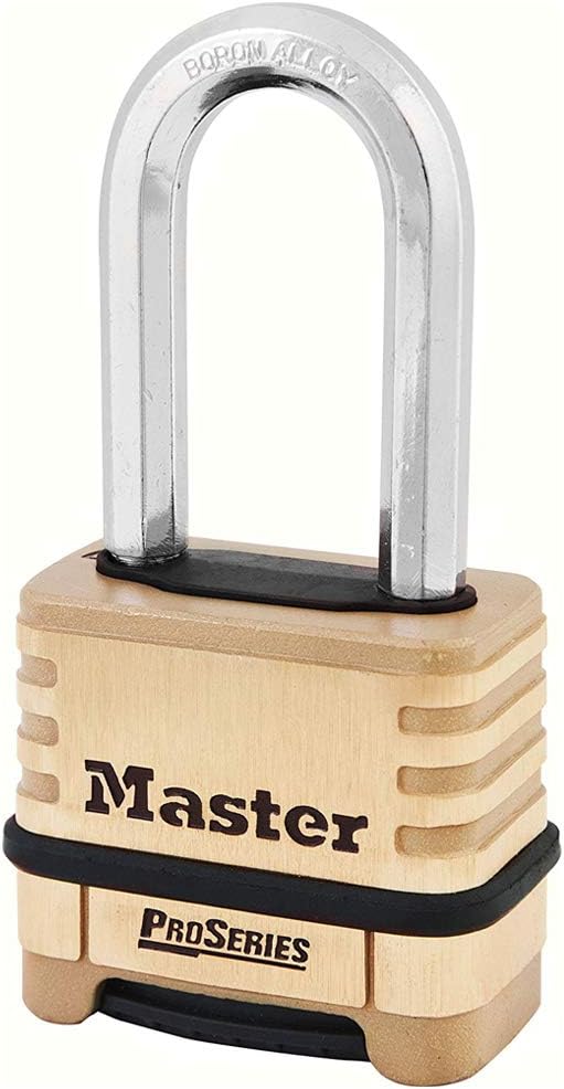 1175DLH 2-1/4in (57mm) Wide ProSeries Brass Resettable Combination Padlock, 4 Pack Bundle W/Key Chain Light
