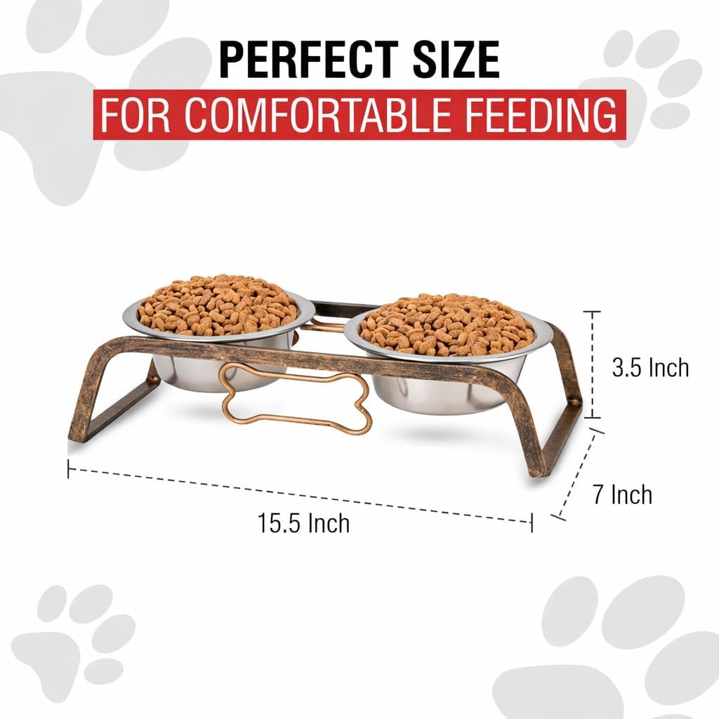Elevated Dog Bowls – Raised Stainless Steel Dog Bowls with Steel Stand – Non-Skid, No Spill Feeder for Small, Medium