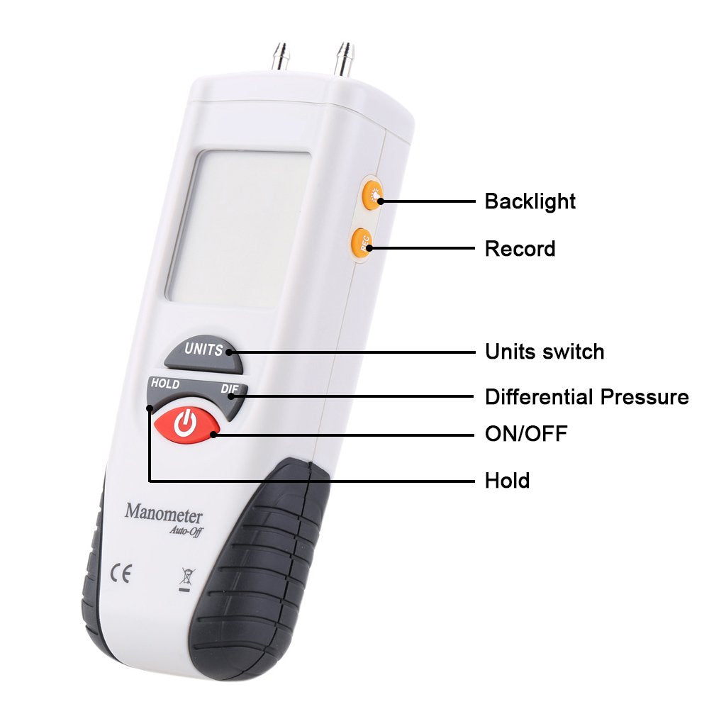 Mengshen Digital Manometer Air Pressure Meter Differential Pressure Gauge