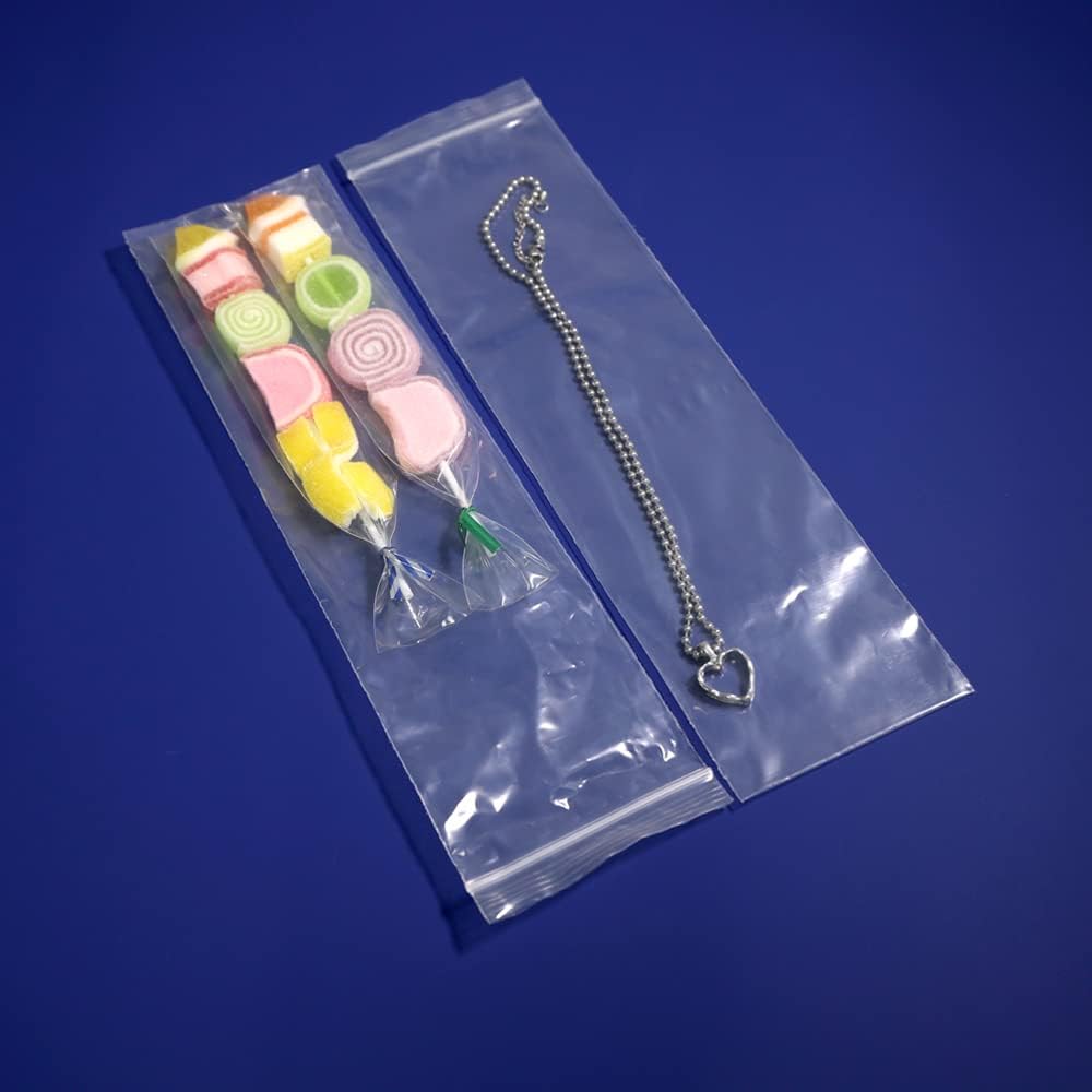 200 Pcs -3" x 11" Zip Bags 2 Mil Reclosable Zip Poly Baggies