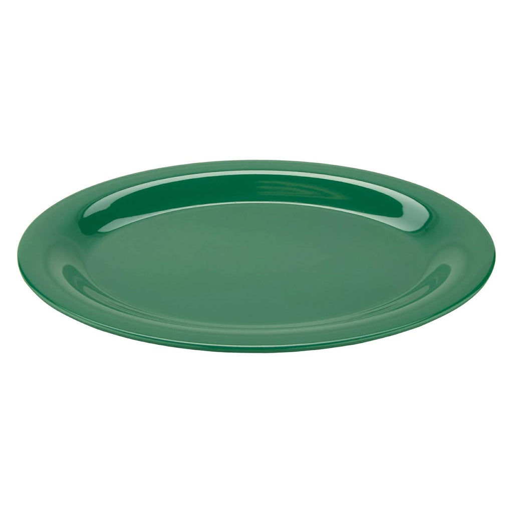 12" x 9" Green Oval Melamine Dinner Plate (Set of 12)