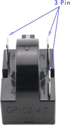 Refrigerator Compressor Relay and Overload Kit JJHXSM Refrigerator Starters QP2-4R7 4.7 Ohm 3 Pin Refrigerator PTC