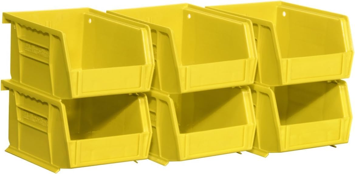 30210 AkroBins Plastic Storage Bins, 5"x4"x3", Yellow, 6-Pack | Space-Saving Stackable Bins for Garage, Pantry, Craft