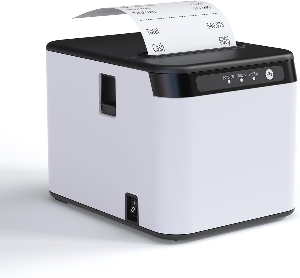 80mm Receipt Printer ESC/POS Thermal Printer Desktop Direct Print USB+LAN Connection High Efficiency with Auto Cutter