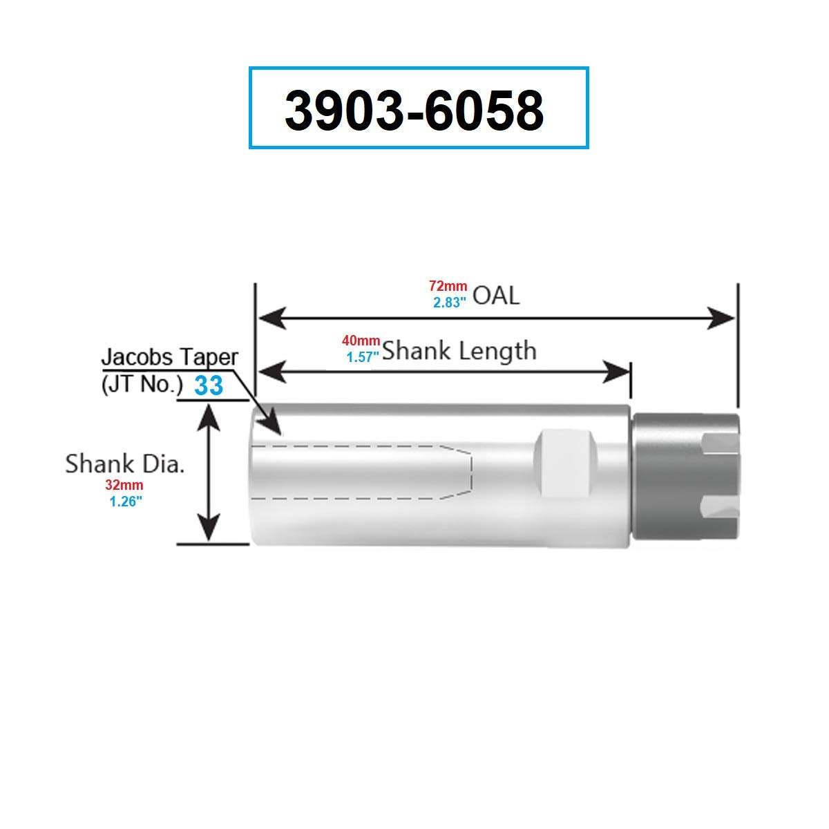 HHIP 3903-6058 ER25 Collet and Drill Chuck with JT33 Sleeve