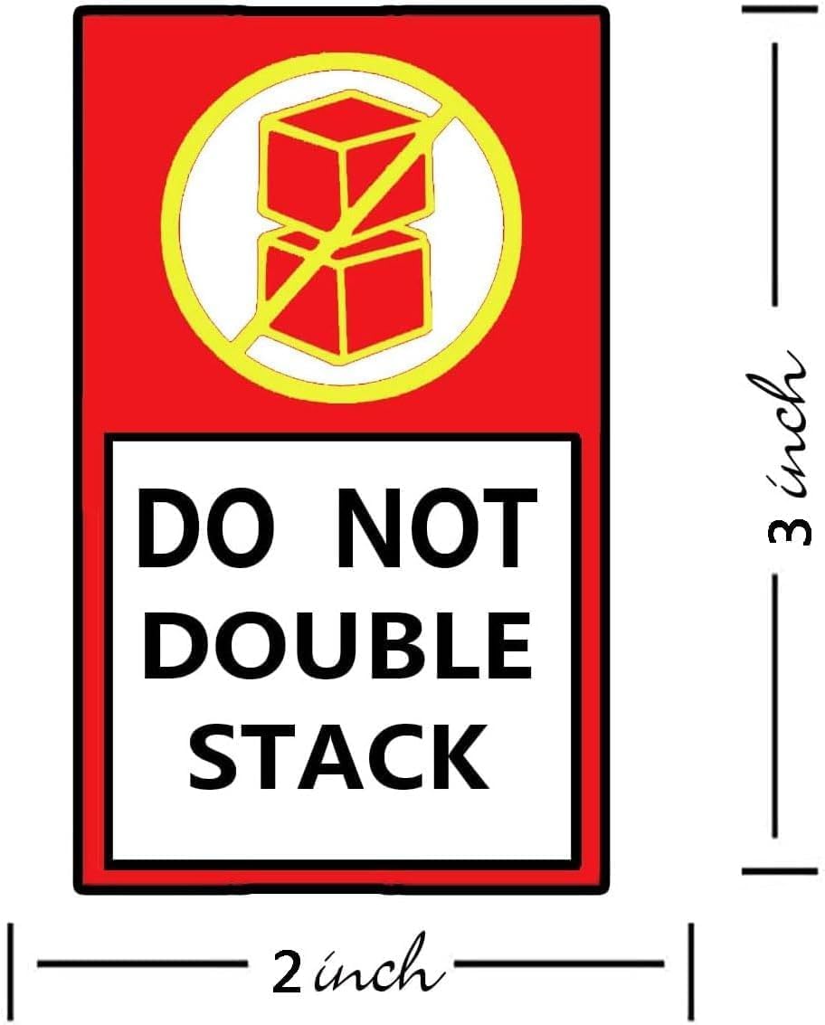 Do Not Double Stack Shipping Labels, 300pcs per Roll, Red, 3 X 5 inch, Fragile Stickers, Shipping Warning Labels