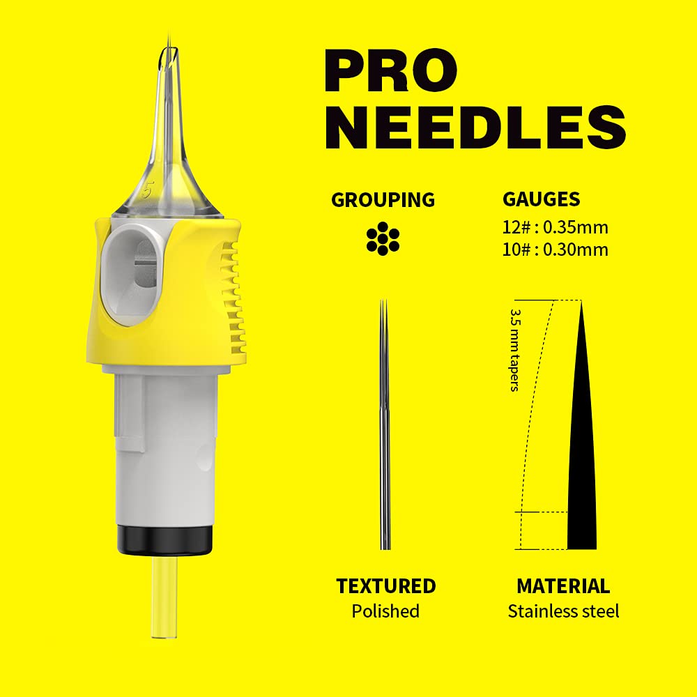 Tattoo Cartridges Needles 40Pcs Mixed #12 Standard Round Liner & Weaved Magnum Shader & Curved/Round Magnum Shader