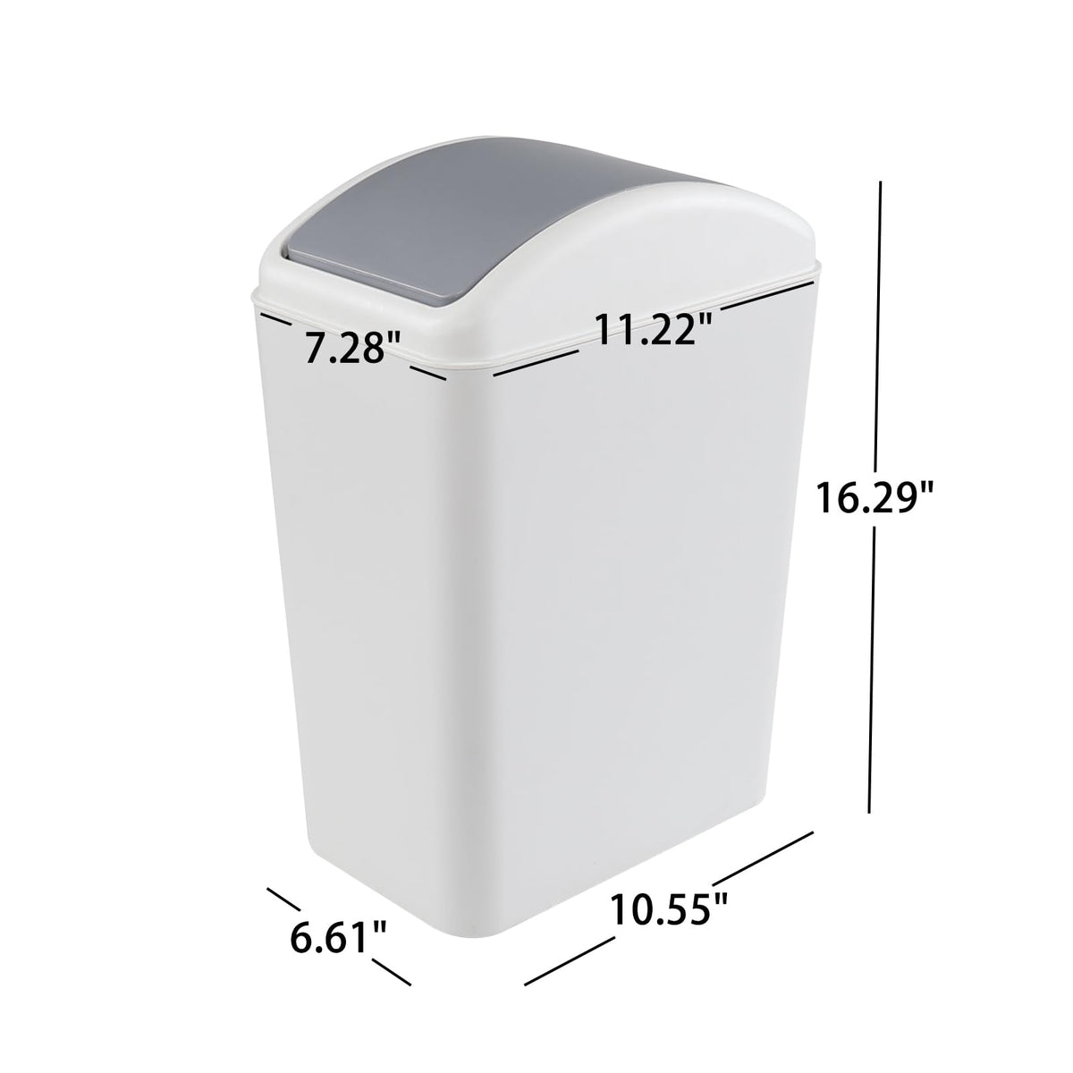 4.5 Gallon Swing Top Trash Can, Plastic Garbage Can with Lid (Gray)