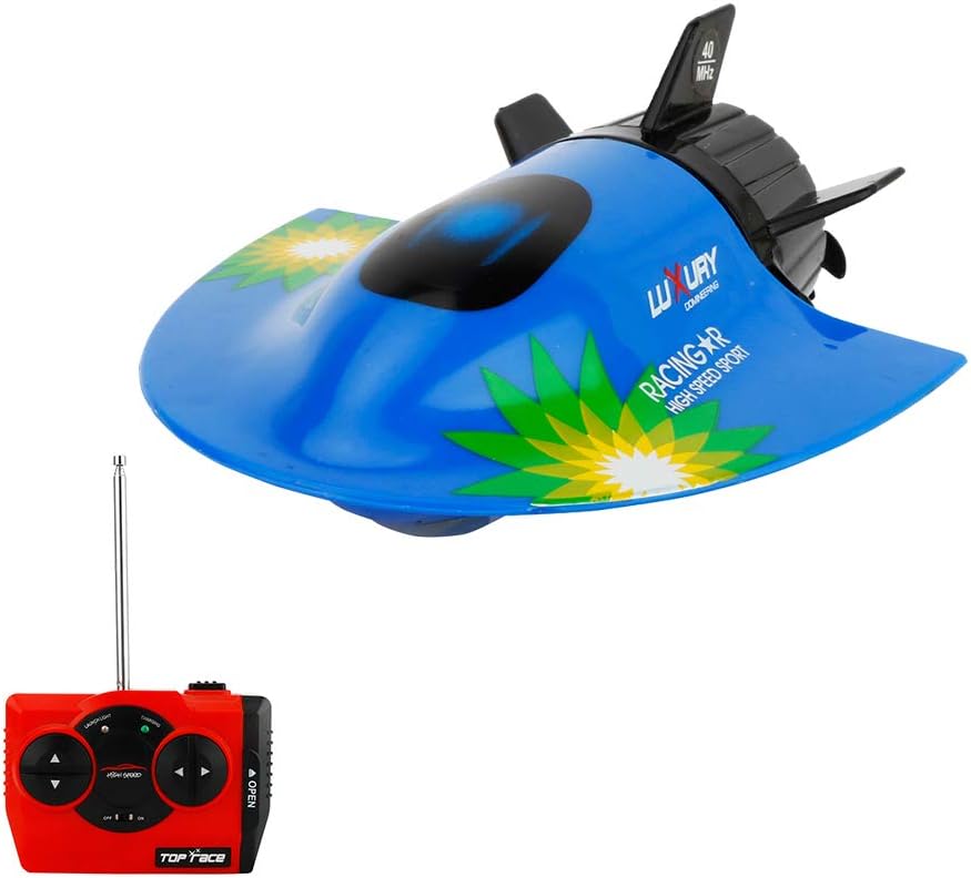 Mini RC Submarine Boat, Remote Control Waterproof Diving Toy (Blue)