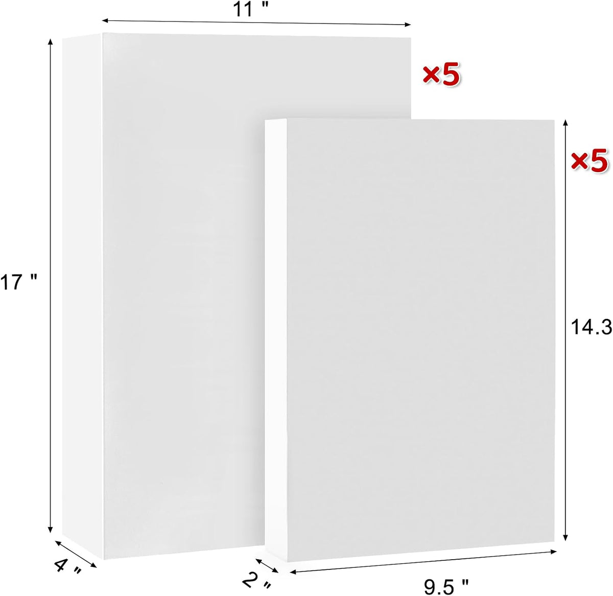 10 Pack (5 Medium 14", 5 Large 17") Gift Boxes with Lids