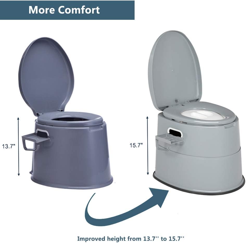 Portable Toilet | Indoor Outdoor Commode w/Detachable Inner Bucket & Removable Paper Holder, Lightweight & Compact