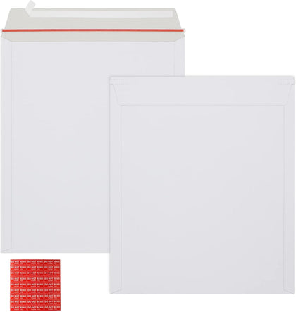 25 Pack 12.75x15 inch Rigid Mailer Self Seal Photo Document Mailers Stay Flat White Cardboard Envelopes White