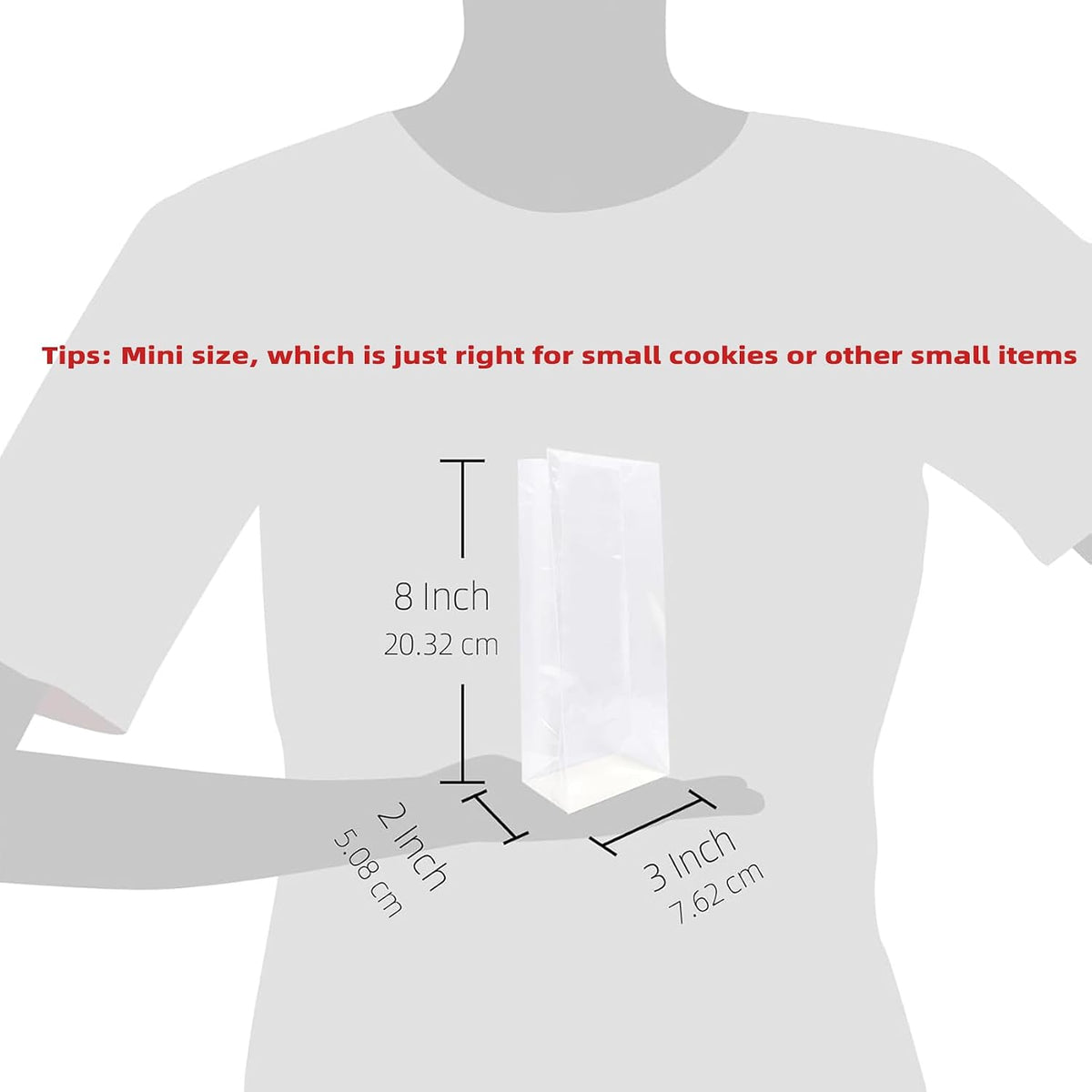 Gusseted Flat Bottom Cellophane Bags 3x2x8 In 50Pcs