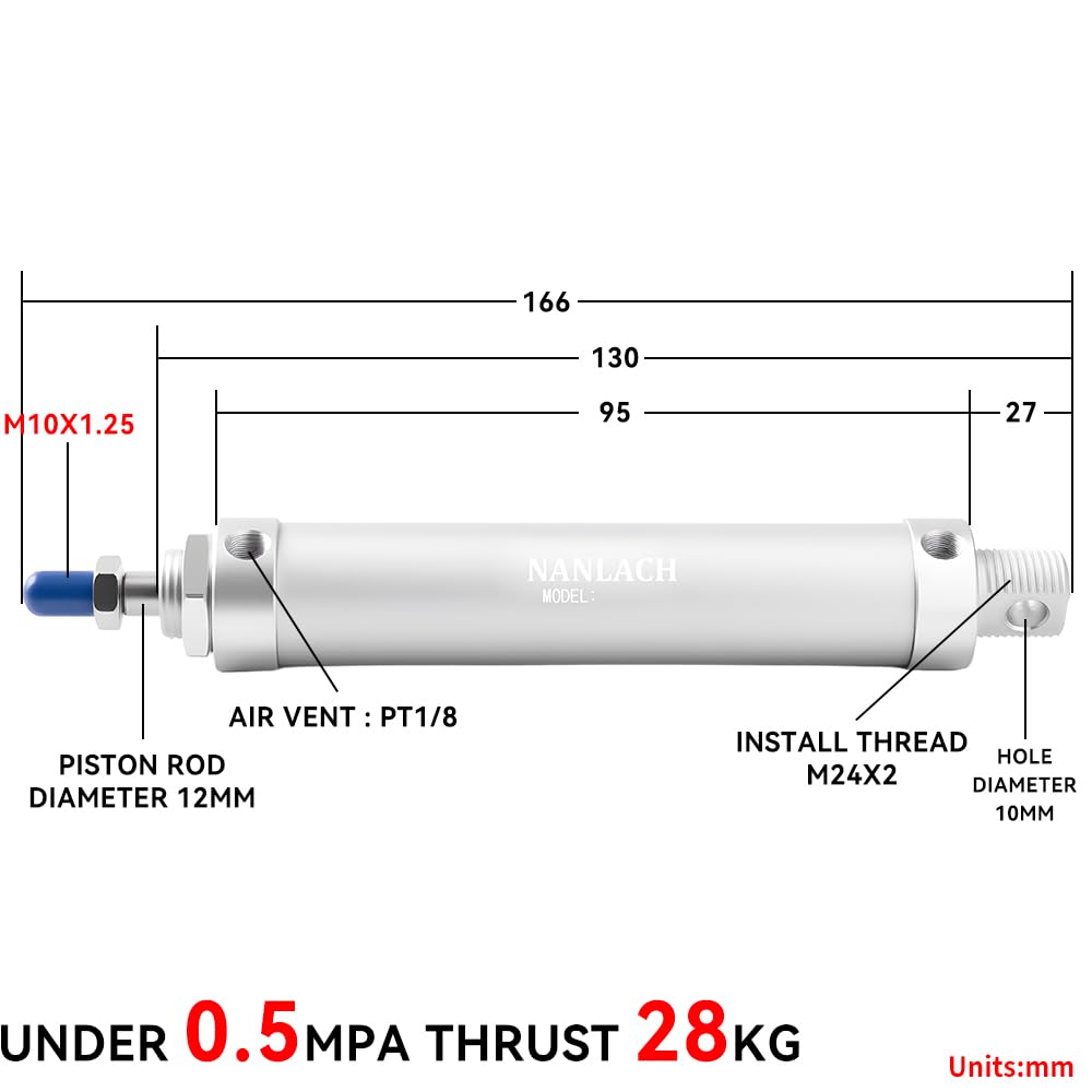 Pneumatic 32mm Bore 25mm Stroke Air Cylinder Double Action with 2Pcs 8mm Fitting MAL32x25
