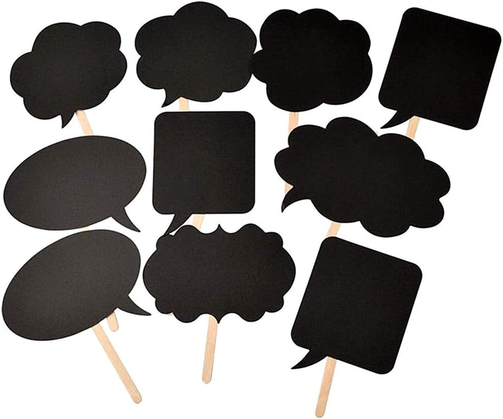 Photo Booth Props Kit,Writable Black Paper Card Board Photographing Props for Wedding Birthday Prom Party Favor(10pcs