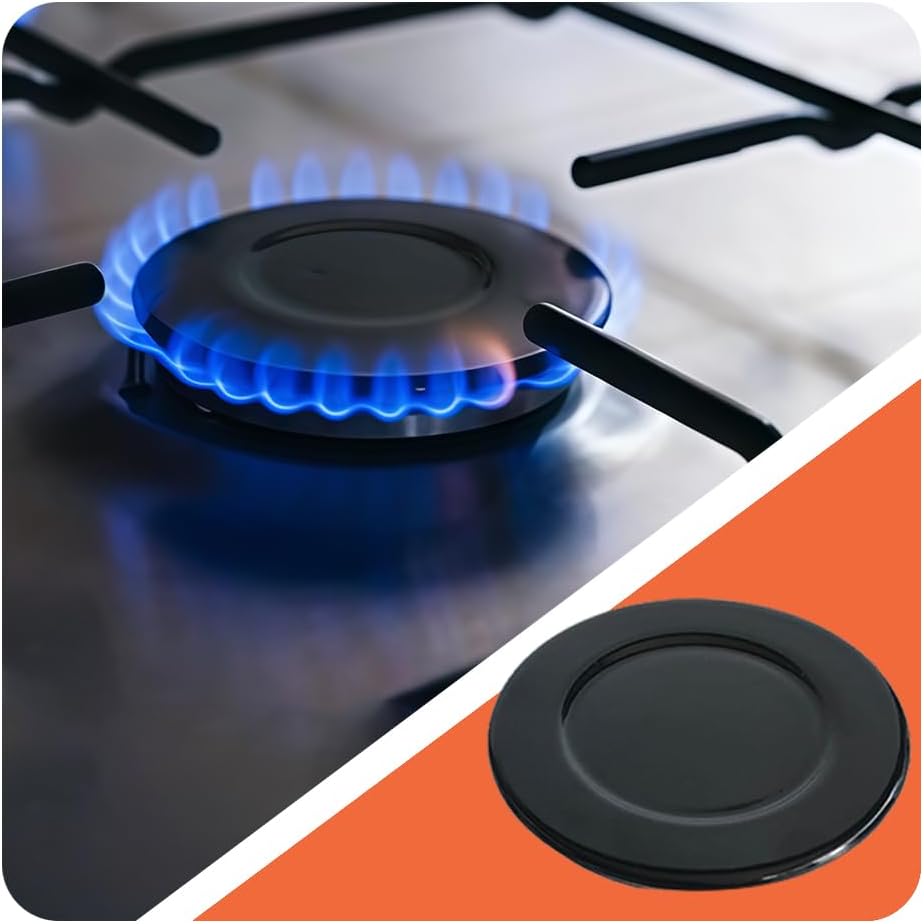 Gas Stove Burner Cap Set, 4 Pack Cooker Hob Gas Burner Cap, Metal Cooker Hat Replacement Kit, Compatible with SABAF Stoves, Black Concave Oven Crown Flame Cap Cover, 3.93" x 1, 2.95" x 2, 2.2" x 1