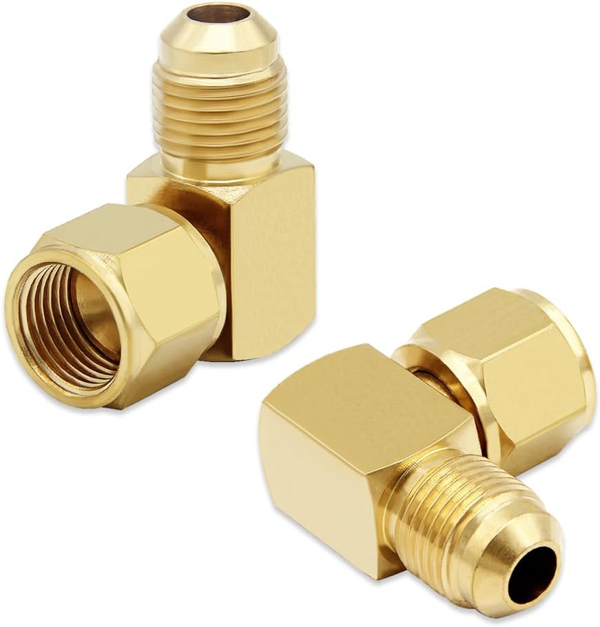 Hooshing 2PCS 90° Elbow Flare Swivel Fitting 3/8" Female to Male Connector