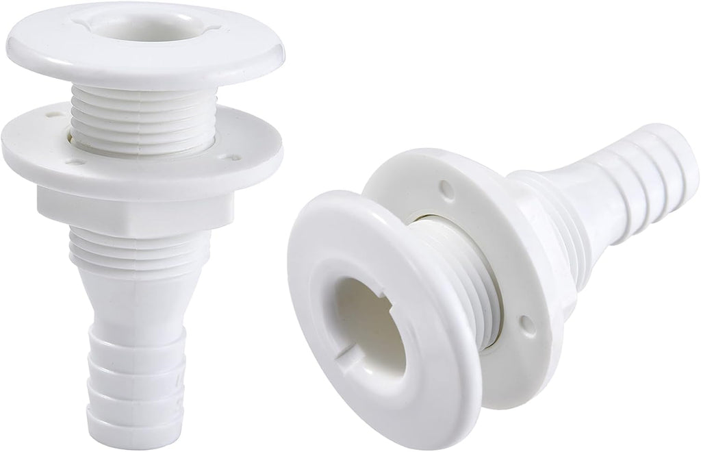 2Pcs Thru Hull Fitting(1"), Marine Through Hull Connector Fitting for Boats, White