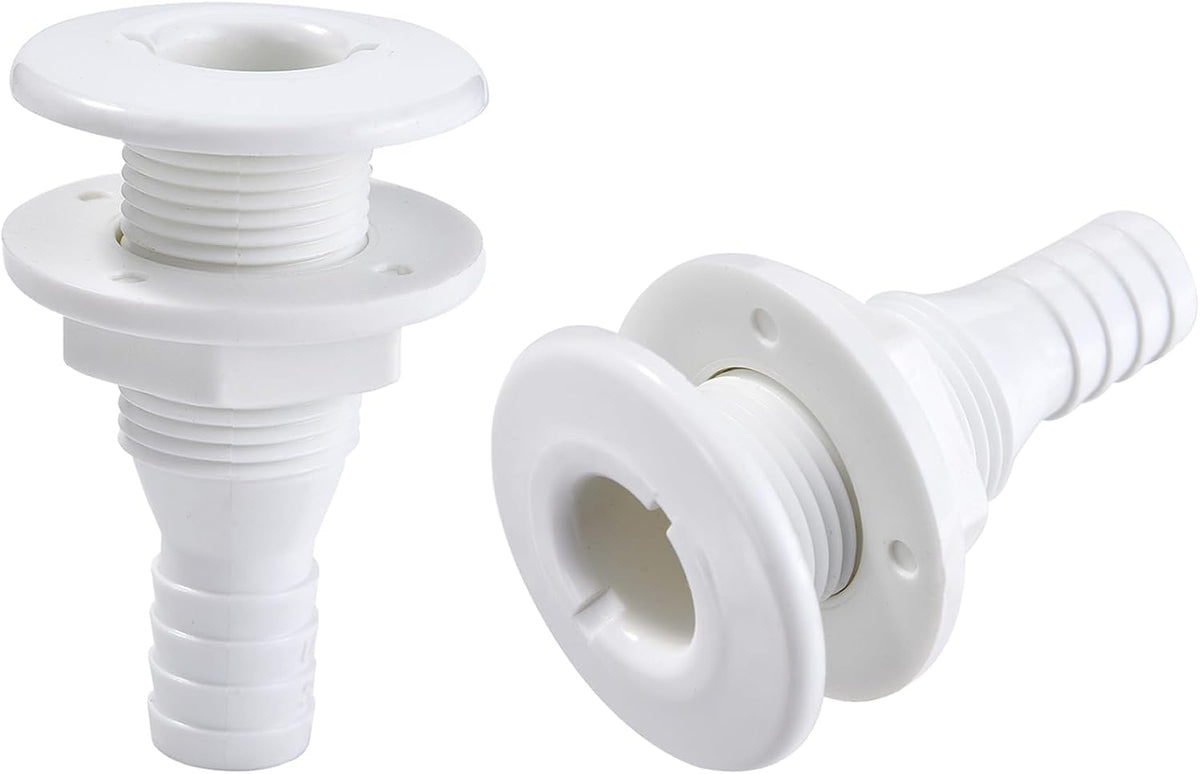 2Pcs Thru Hull Fitting(1"), Marine Through Hull Connector Fitting for Boats, White