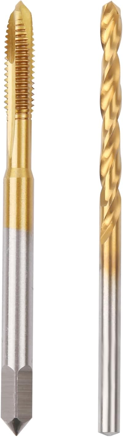 M4 x 0.7 Spiral Point Thread Tap with 3.3mm Twist Drill Bit Set,Metric Titanium Plated HSS 6542,High Precision Machine Threading Tool