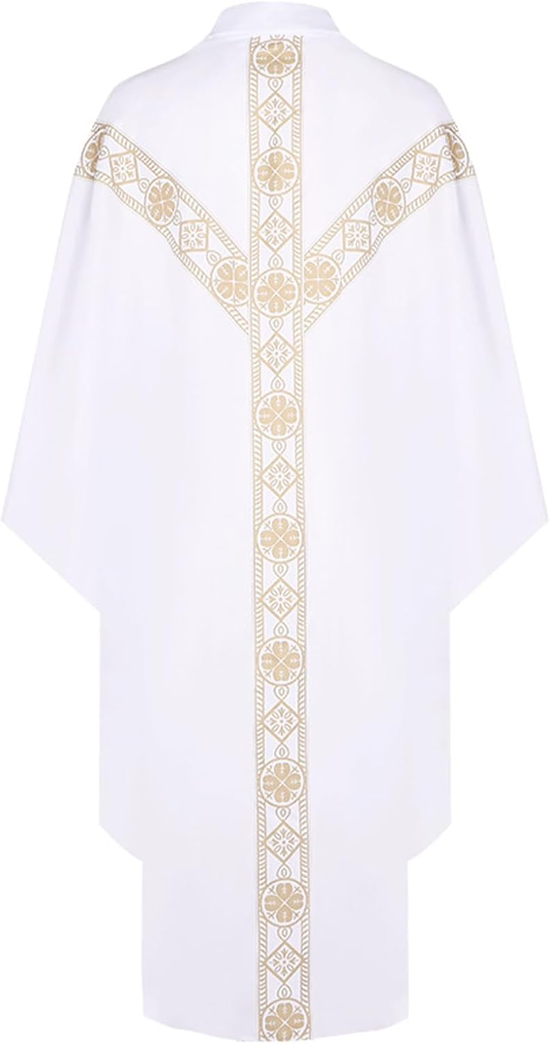 Church Catholic Priest Chasuble Vestments Clergy Robes for Men Priest Outfit Church Mass Vestments Robe with Stole
