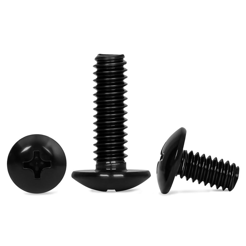 #6-32 x 1/2" Truss Head Machine Screws, Full Thread, 304 Stainless Steel Black Finish, 100 PCS