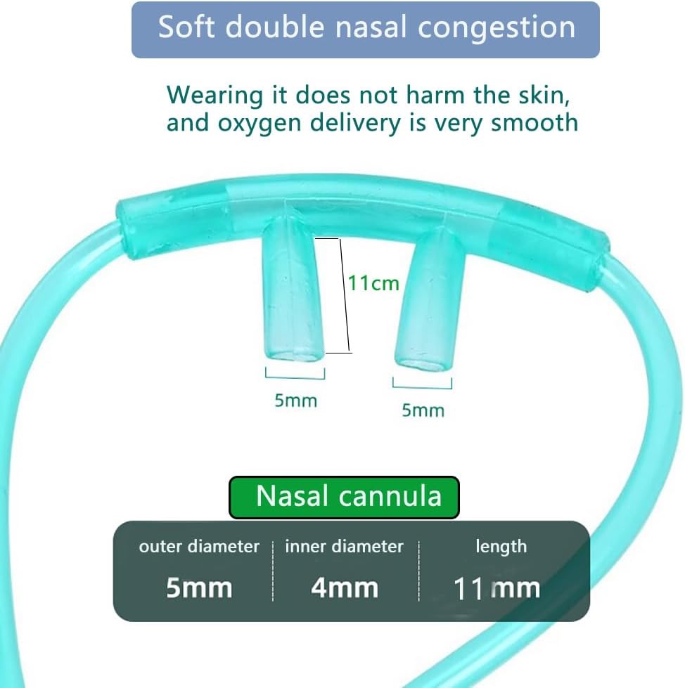 12 Packs of high Flow Ultra Soft Nasal Oxygen Cannula, Green Tube Body canulas, Each Individually Packaged with