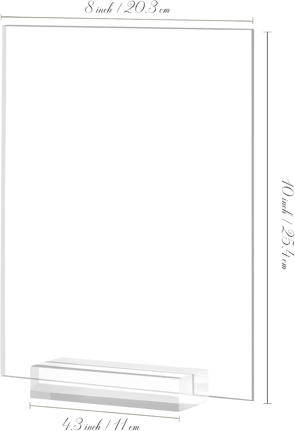 8x10 Inch Acrylic Sign with Stand-6 Pack Clear Blank Acrylic Sheets with Stand, DIY Clear Table Signs Blank for