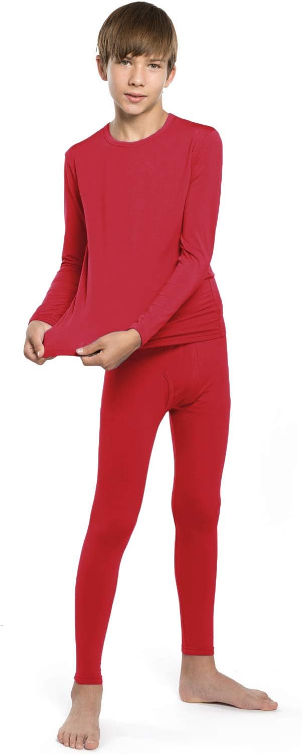 Thermal Underwear for Kids, Boys Long Johns Base Layer Thermals | Fleece Lined Long Sleeve Top & Bottom Leggings Cold