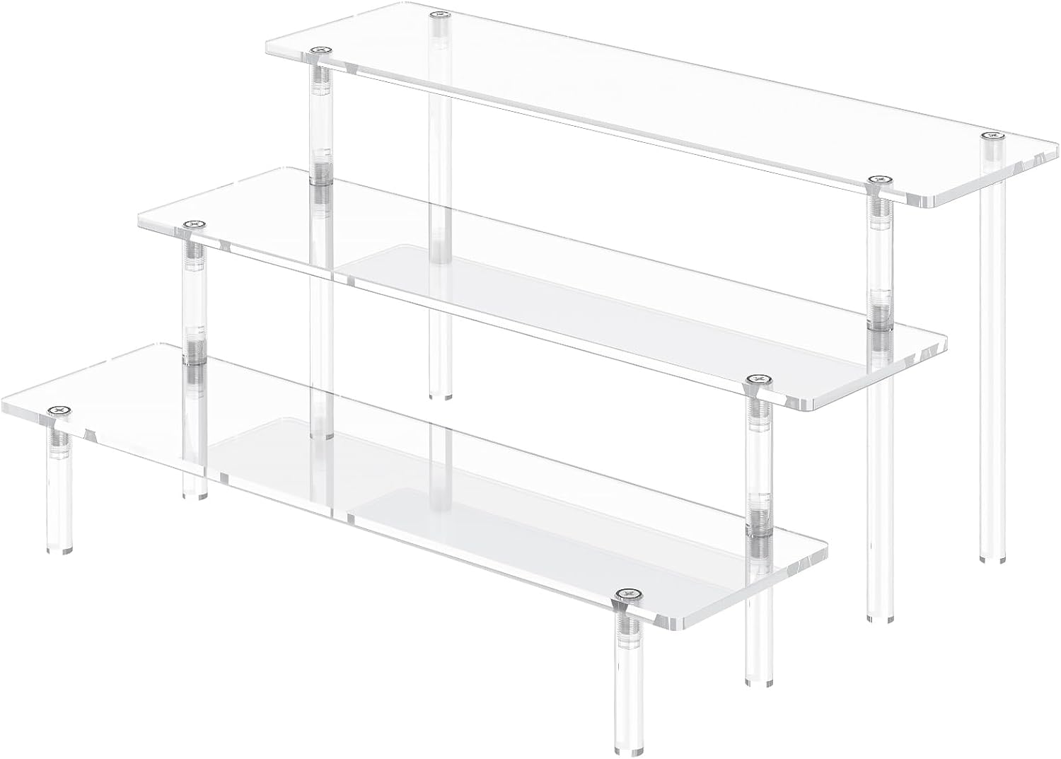 3 Tier Acrylic Display Risers, Large Perfume Organizer Stand (1 Pack) | Clear Cupcake Stand Holder, Display Shelves