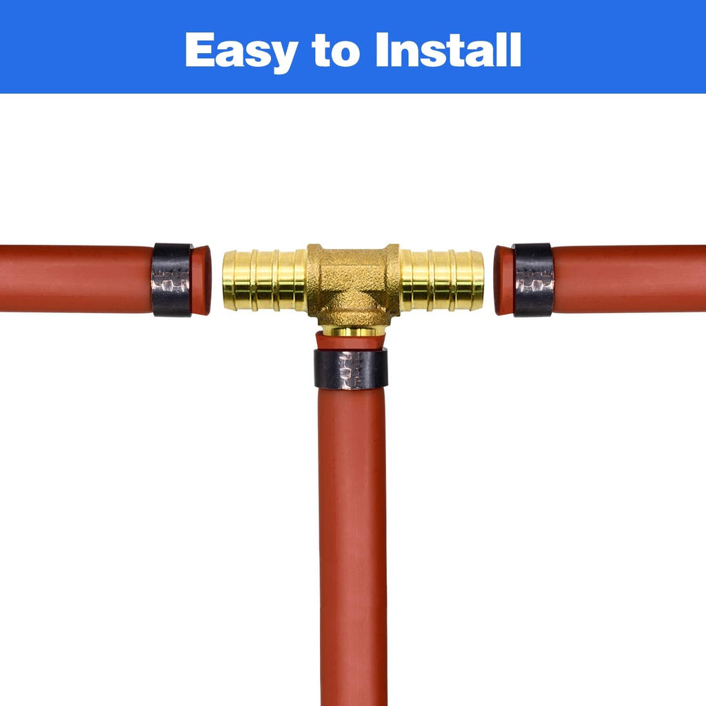 25 Pack 3/4" PEX Fittings, Brass Tee Fittings
