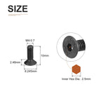 DTGN M4-0.7x10mm Flat Head Socket Cap Screws, 100 Pack Hex Socket Flat Head Screws Carbon Steel Black Oxide, Full Thread, Countersunk Bolts
